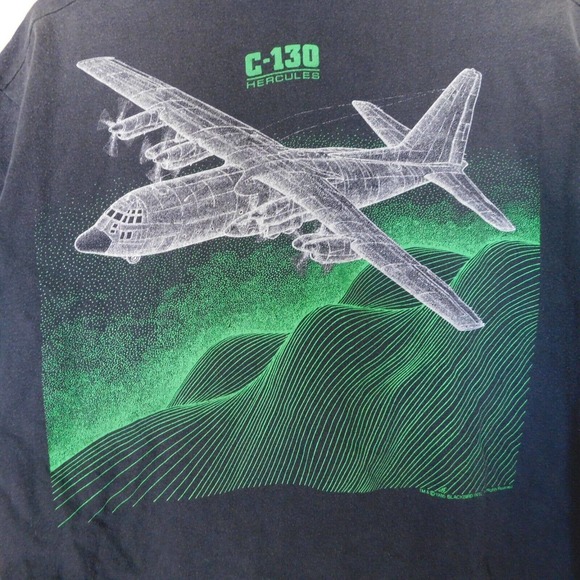 Vintage 80s Fighter Jet C-130 Hercules Faded Shirt Adult XL Single Stitch RARE - Picture 10 of 12
